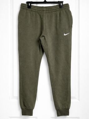 Nike Sweatpants Men Medium Olive Green Joggers Swoosh Logo Athletic Lounge Pants